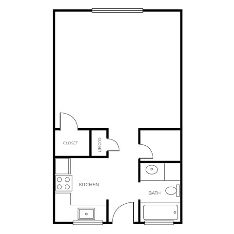 Floor plan for studio, 1 bath, 560 sqft